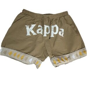 Kappa Authentic Banda Men's Shorts XXL Tan Khaki Logo Tape Trim Drawstrings 2X